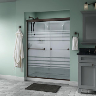 DELTA Trinsic 60 in. x 70 in. Semi-Frameless Traditional Sliding Shower Door with Transition Glass