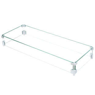 PEAK HOME FURNISHINGS Rectangle Fire Pit Flame Guard (Glass)