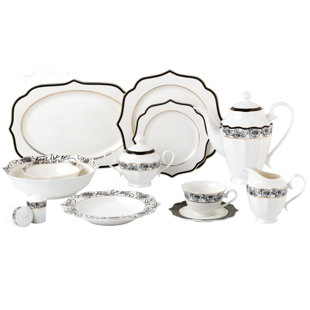 LORREN HOME TRENDS 57 Piece Bone China Dinnerware Set - Service for 8
