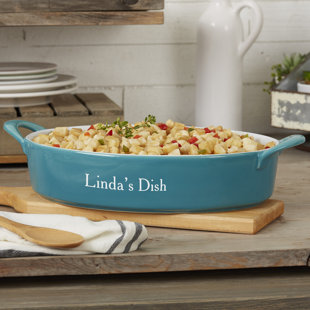 Personalization Mall 3 Qt. Stoneware Oval Personalized Classic Baking Dish