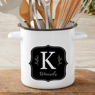 PERSONALIZATION MALL Stainless Steel Round Utensil Crock