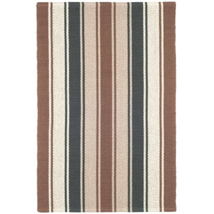 DASH AND ALBERT RUGS Ethan Striped Handmade Flatwoven Cotton Brown/Ivory/Gray Area Rug