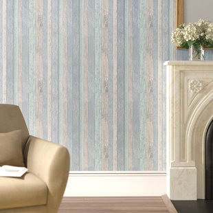 BEACHCREST HOME Alula Distressed Wood 10m x 52cm Wallpaper Roll