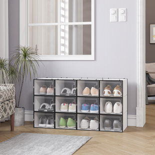 REBRILLIANT 12 Pair Stackable Shoe Storage Box (Set of 12)