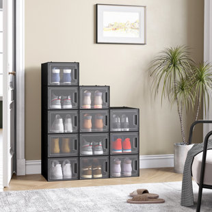 REBRILLIANT 12 Pair Stackable Shoe Storage Box (Set of 12)