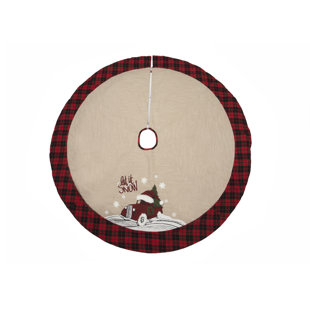 MANOR LUXE Let It Snow Embroidered Softy Tufted Snow Christmas Car Tree Skirt