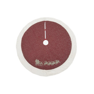 MANOR LUXE Snow Scene Printed Christmas Tree with Faux Fur Trim Christmas Tree Skirt