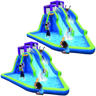 MAGIC TIME INTERNATIONAL Kahuna 11' x 13' Inflatable Water Slide with Air Blower (Set of 2)