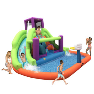 MAGIC TIME INTERNATIONAL Magic Time Double Hurricane Outdoor Kids Inflatable Water Slide Bounce House