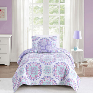 ALEX + BELLA Vivian Purple reversible Cotton Quilt Set