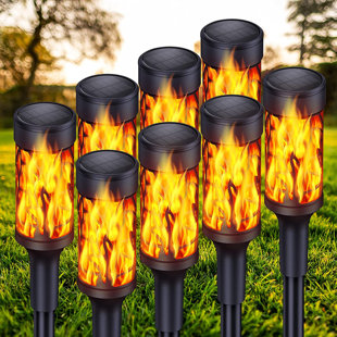 BUCASA Black Solar Powered Integrated LED Pathway Light Pack (Set of 6)