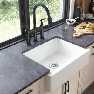 HEALTHOMSE 24.4'' L Farmhouse / Apron Single Bowl Fireclay Kitchen Sink