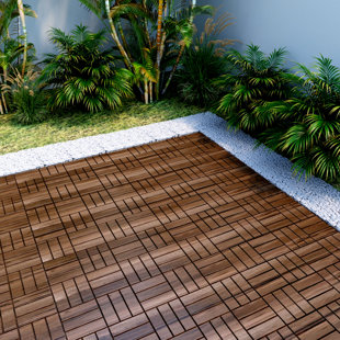SYMPLE STUFF Swofford 12" X 12" Wood Deck Tile (Set of 10)