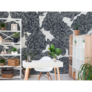 KAREN REVIS Roses Black Wall Mural