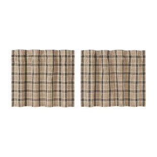 ROSALIND WHEELER Holms Plaid Cotton Tailored 72'' W Cafe Curtain in