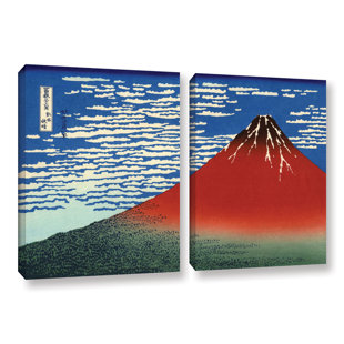 VAULT W ARTWORK 'Red Fuji' by Katsushika Hokusai 2 Piece Painting Print on Canvas Set