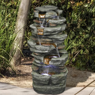 MILLWOOD PINES Stone-Looking Fountain with Light