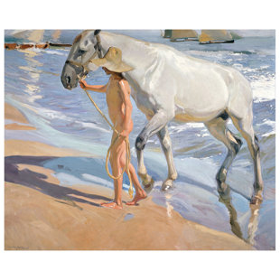 HAUS AM MEER Gerahmtes Leinwandbild The Horse's Bath von Joaquín Sorolla