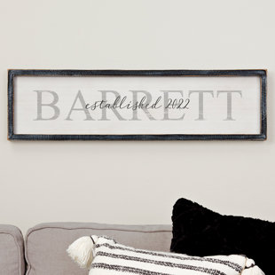 PERSONALIZATION MALL " Family Name Personalized Long Blackwashed 30"x8" Barnwood Frame Wall Art "