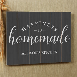 PERSONALIZATION MALL " Happiness Is Homemade Personalized 16"x20" Wooden Slat Sign "
