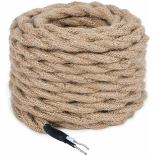 EE ELEVEN MASTER 32.8Feet Twisted Hemp Rope Natural Fabric Electrical Cord For Pendant Light Kits