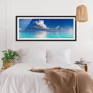 HOUSE OF HAMPTON Picture With Frame - Turquoise Lagoon - Panorama Landscape - B