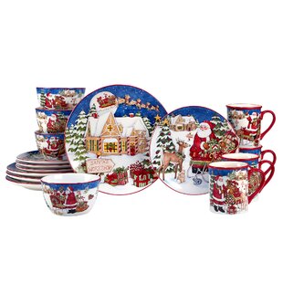 Certified International Santa's Workshop 16 Piece Dinnerware Set, Service for 4