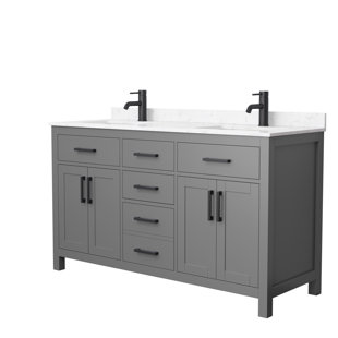 WYNDHAM COLLECTION Beckett 60" Freestanding Double Bathroom Vanity with Cultured Marble Top