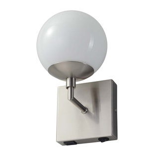 NOVA OF CALIFORNIA Globe 10 Inches Wall Sconce - Satin Nickel, Plug-in with Rocker Switch