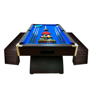 SIMBA USA INC 8' Feet Billiard Pool Table Full Accessories Game Bellagio Blue 8ft With Benches