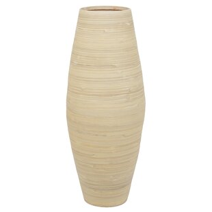 WORLD MENAGERIE Teebar Handcrafted Tall Cylinder Bamboo Floor Vase – Elegant Decorative Accent for Home Offices, Hotel Lobbies, and Spa Spaces – Perfect Decor for Living Room Dining Room Entryway or Hallway