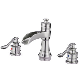 AWZTOO 8 Inch Widespread Bathroom Faucet 3 Hole Brass Waterfall Bathroom Sink Faucet