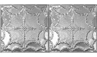 CHELSEA DECORATIVE METAL CO Victorian 48.5'' L x 24.5'' W Tin Glue Up Ceiling Tile In Shiny Silver