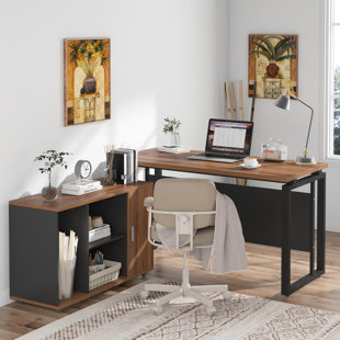 XDYZ L-Shape Executive Desk with Cabinet Credenza