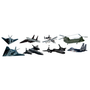 WALLHOGS Military Aircraft Military Non-Wall Damaging Wall Decal
