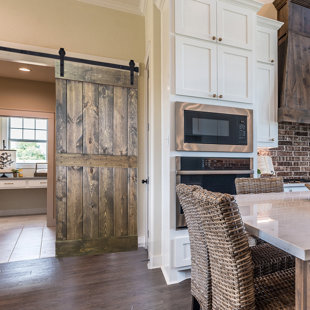 NAUXUS Sliding Barn Wood Door With 5.25 Ft Hardware Kit Included; Pre-Drilled Ready To Assemble, DIY Solid Interior Knotty Pine Wood Painted Single Door, Middle Bar Brace