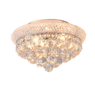 ROSDORF PARK Harvey 3-Light Chrome Flush Mount With Clear Crystals