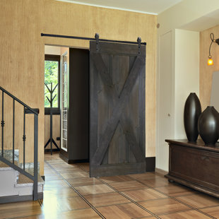 NAUXUS 84'' Solid Manufactured Wood Paneled Painted with Installation Hardware Kit Barn Door