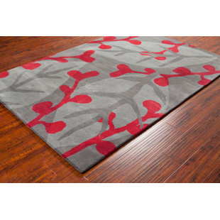 CHANDRA RUGS Stella Patterned Contemporary Wool Gray/Red Area Rug