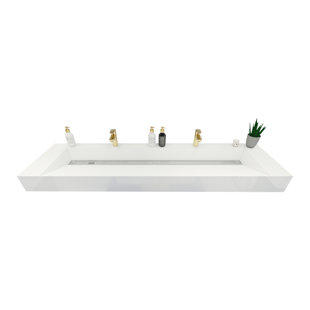 Brayden Studio® Akeya 19.5'' High Gloss White Stone Rectangular Bathroom Sink with Overflow