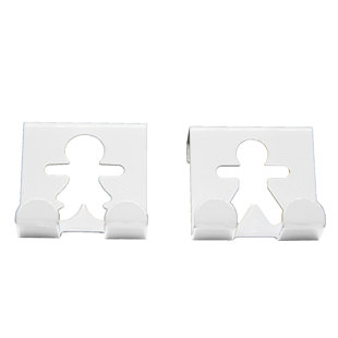 EVIDECO 2 Over The Cabinet Door Double Hooks - Man Woman Design White