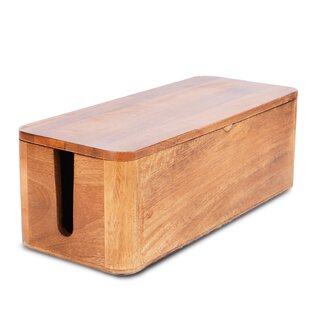 LUXEDESIGNS FarmHouse Handcrafted Mango Wood Cable Management Box with Magnetic Closure