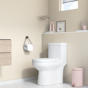 MOHOME Poseidon Compact Toilet 1.28 GPF Round Comfort Height Floor Mounted One-Piece Toilet (Seat Included)