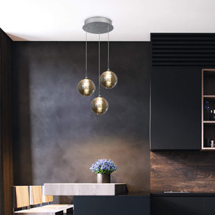 GEORGE OLIVER Height-Adjustable 3-Light Pendant Light