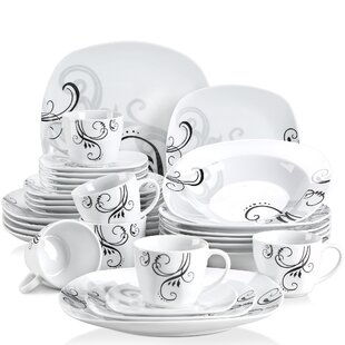 VANCASSO 30 Piece Porcelain China Dinnerware Set - Service for 6