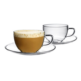 Argon Tableware - Glass Cappuccino Cup & Saucer - 260ml - Clear (Set of 2)
