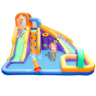 BESTPARTY 12.13' x 13.2' Bounce House with Water Slide and Air Blower