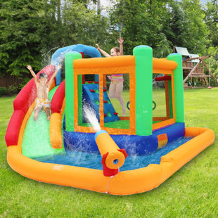 BESTPARTY 13.5' x 13.7' Bounce House with Water Slide and Air Blower