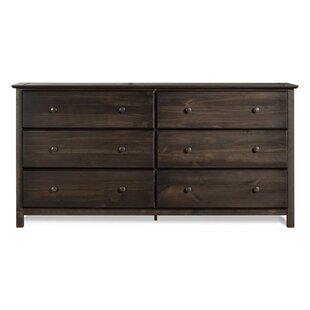 GRAIN WOOD FURNITURE Shaker 6 Drawer 63.8" W Solid Wood Double Dresser