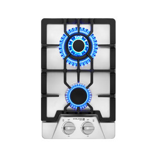 GASLANDCHEF Gasland Chef 2 Burner Gas Stove Top, 12'' NG/LPG Convertible Gas Cooktop, Stainless Steel